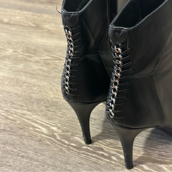 IMPO Faux Leather Black Heeled Boots with Silver Accent Down Back - Picture 3 of 15